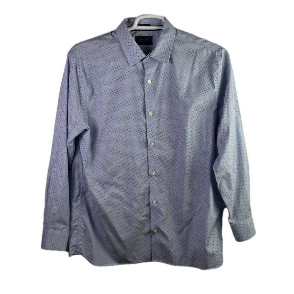 Fairlane Men's Large Blue Plaid No Stretch Long Sleeve Button Down Shirt